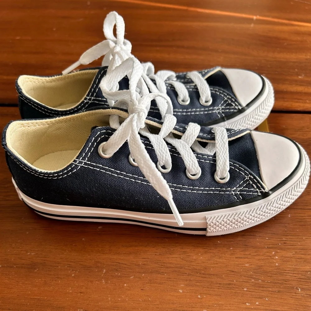Converse Kids Navy Blue Low Top Sneakers with White Accents